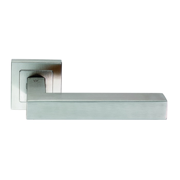 Alvar Designer Lever Door Handle on Sprung Square Rose